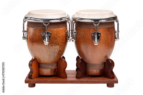 Fototapeta Pair of conga drums on wooden stand isolated on transparent background