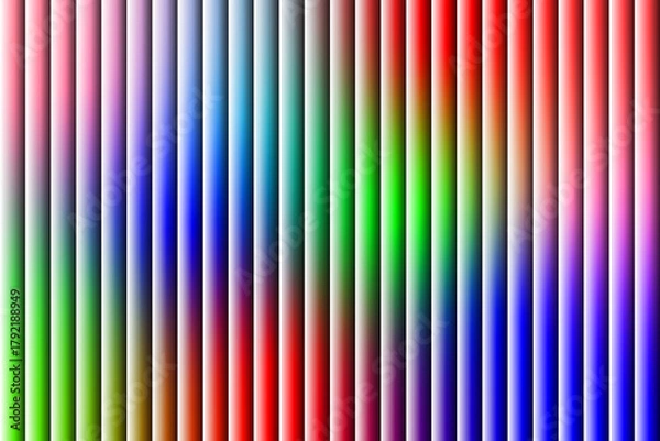 Fototapeta Vibrant vertical stripes of color transitioning through a rainbow spectrum with subtle shadows and highlights creating depth