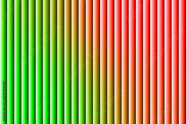 Fototapeta Vibrant vertical stripes transitioning from lush green to fiery red with subtle shading and depth
