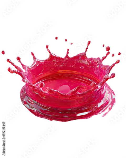 Fototapeta Splashing pink liquid, forming a crown, isolated on black