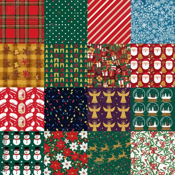 Fototapeta Festive Christmas Patterns A Collection of Seamless Designs for Holiday Cheer and Celebrations