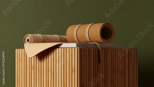 Obraz Natural materials and textures on a wooden surface with a green background