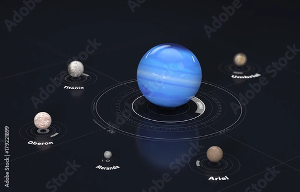 Fototapeta Uranus - planet and moon. This image elements furnished by NASA, 3d Illustration.