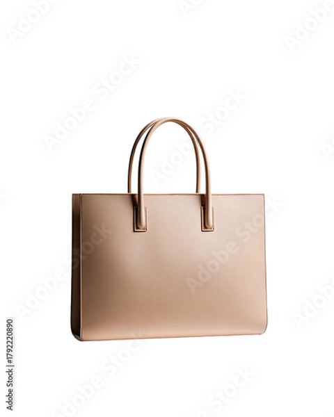 Fototapeta Minimalist beige tote bag with handles, centered on a black background