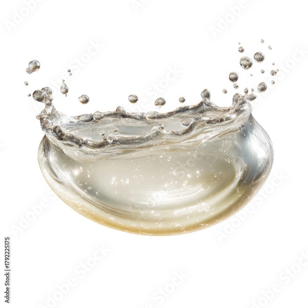 Fototapeta Splashing liquid crown with droplets suspended in mid-air