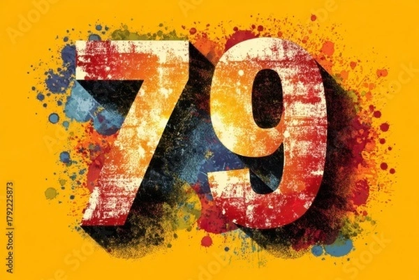 Obraz Vibrant Artistic Representation of Number Seventy-Nine on Colorful Background