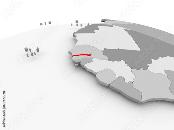 Obraz Gambia on grey globe