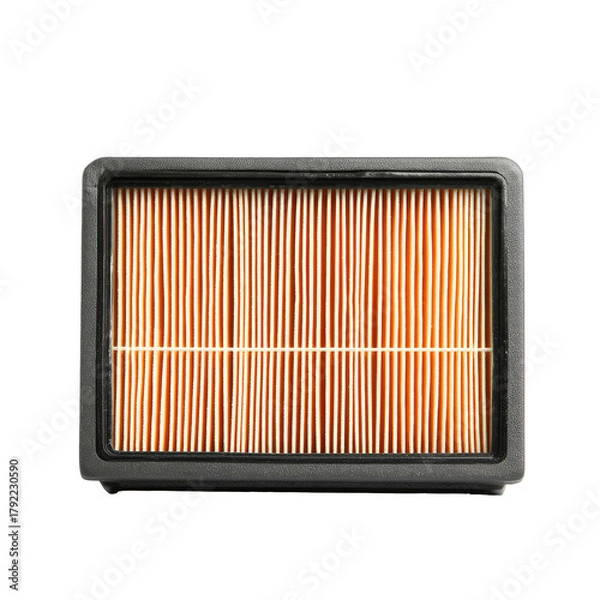 Fototapeta Rectangular air filter with orange pleats in a black frame