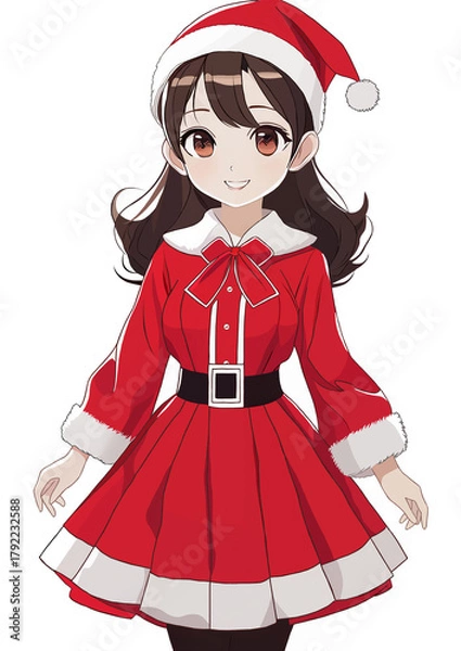 Fototapeta サンタクロース衣装の少女イラスト
