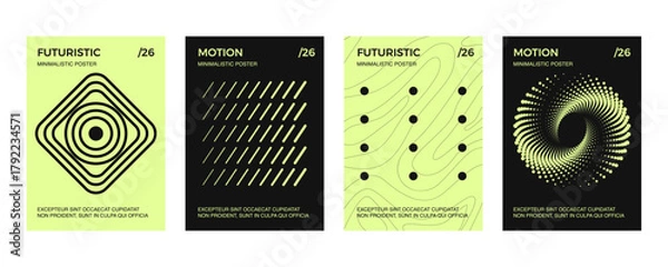 Fototapeta Posters with silhouette minimalistic basic figures, extraordinary graphic assets of geometrical shapes. Modern minimal print.