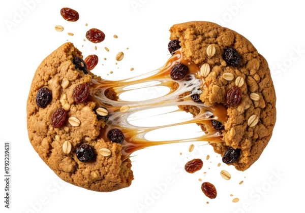 Fototapeta Cookie with flowing caramel
