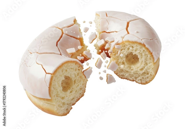 Fototapeta Broken glazed donut isolated