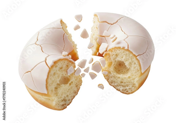Fototapeta Broken glazed donut isolated