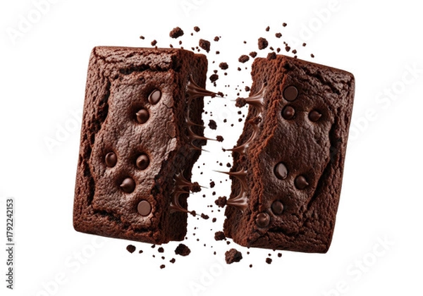 Fototapeta Brownie split revealing chocolate