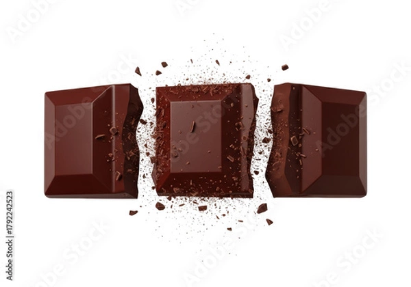 Fototapeta Chocolate pieces with transparent background
