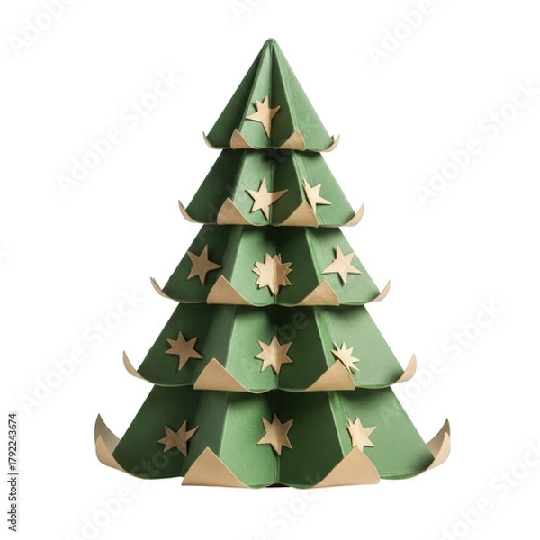Fototapeta Decorative paper christmas tree on transparent background