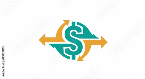 Obraz Financial exchange concept with dollar sign and arrows representing transactions.