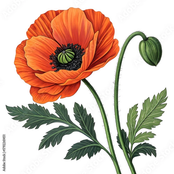Obraz a vibrant illustration of a poppy flower