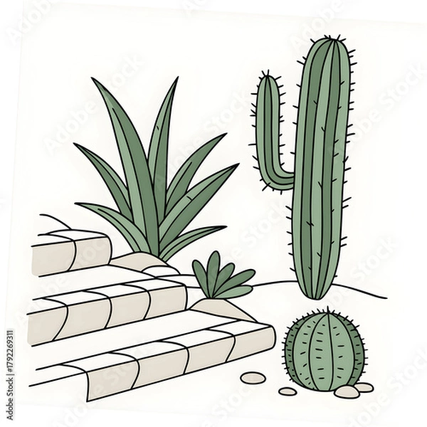 Obraz small cacti with a white wall background