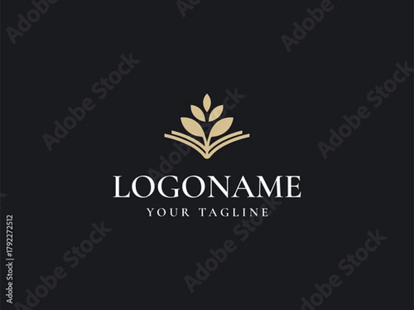 Fototapeta book and tree logo design vector 