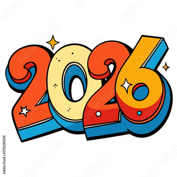 Fototapeta typography 2026 with tiny sparkling 