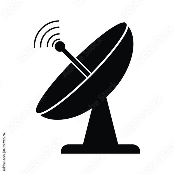 Fototapeta Satellite dish antenna icon, vector. Silhouette of Antenna, dish, satellite, communication icon vector design for app, logo, website. satellite dish icon. Vector illustration.