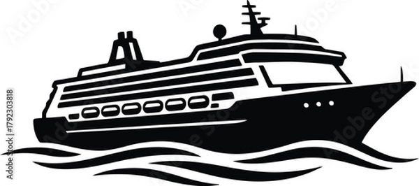 Obraz Cruise ship silhouette sailing on the ocean