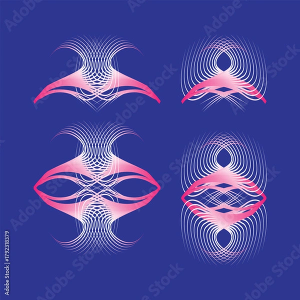 Fototapeta Abstract Brush Stroke Pattern in Symmetrical Grid – Pink Gradient Motion Design