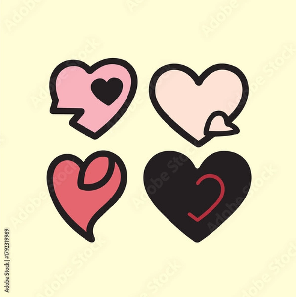 Fototapeta Design vector illustration of a very colorful and cool animated love shape image, very suitable for a poster or emoticon.
