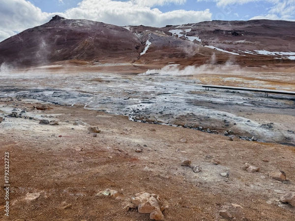 Obraz landscape with geothermal fields in the valley of Hverir (Hverarönd), Mývatn