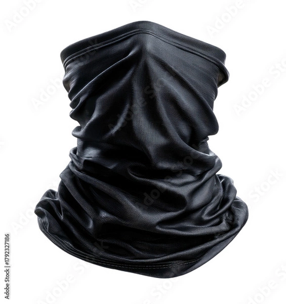 Obraz Black fabric neck gaiter with draped, bunched appearance