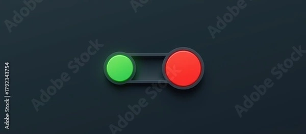 Fototapeta Switch toggle with green and red buttons on a dark background.