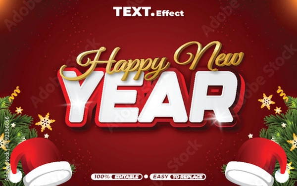 Obraz Happy New Year 3D editable text effect