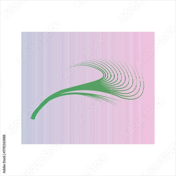 Fototapeta Abstract Curved Symmetry over Black and White Striped Background – Optical Illusion Design