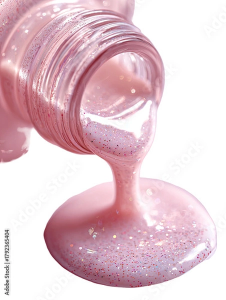 Obraz Flowing pink nail polish with glitter