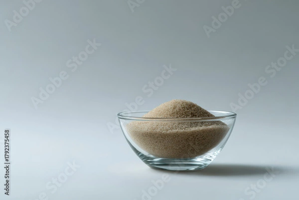 Obraz minimalistic composition featuring crystalclear glass bowl filled with grains on clean white background