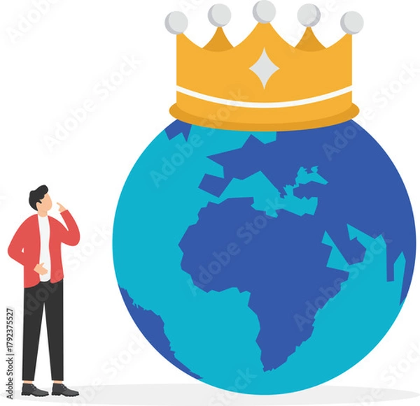 Fototapeta globe with golden crown, 

