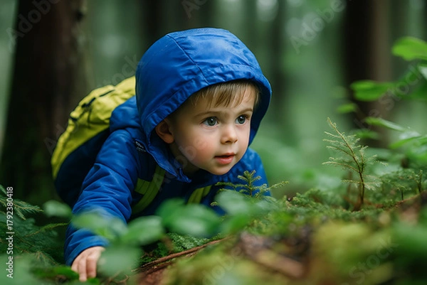 Obraz Bosnia and Herzegovina Child Exploring Forest Trails in the Dinaric Alps – Nature Adventure.