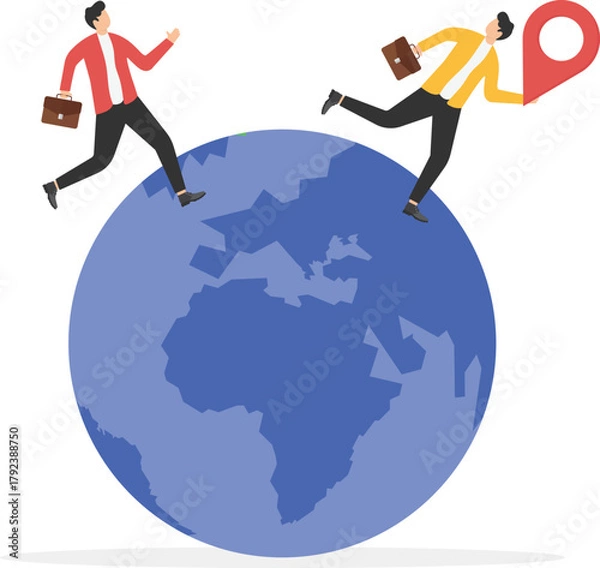 Fototapeta Global business competitor, innovation that change the agile world, international working abroad concept,
