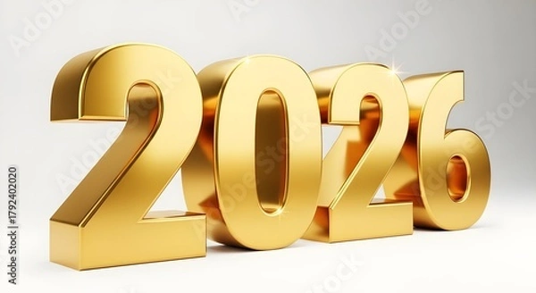 Fototapeta Golden 2026 3d numbers for new year celebration and future concepts