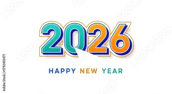 Fototapeta Happy new year 2026 celebration vibrant colorful design banner