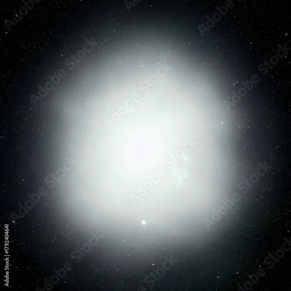 Obraz A luminous nebula glows brightly at its center, surrounded by a field of countless distant stars against a dark cosmic background.