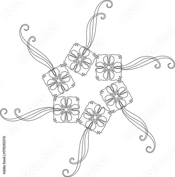 Fototapeta sketch vector illustration silhouette design pattern background mandala abstract classic vintage ethnic traditional 