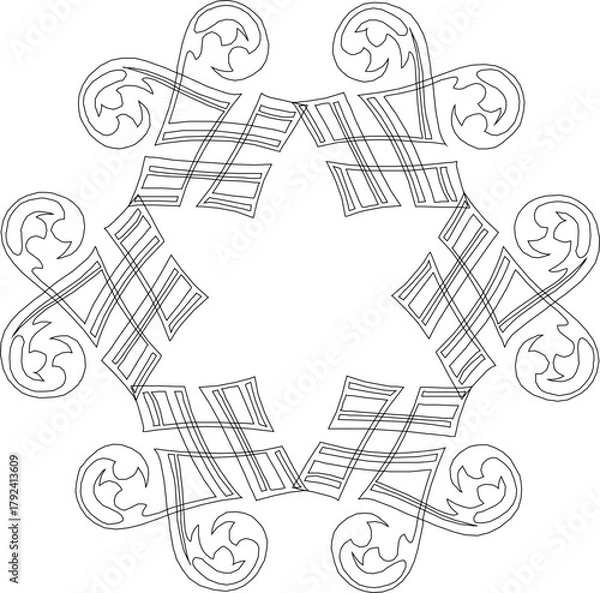 Fototapeta sketch vector illustration silhouette design pattern background mandala abstract classic vintage ethnic traditional