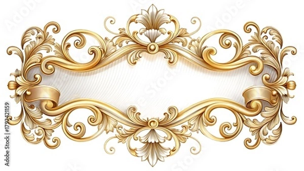 Obraz Ornate golden baroque frame with swirls and flourishes