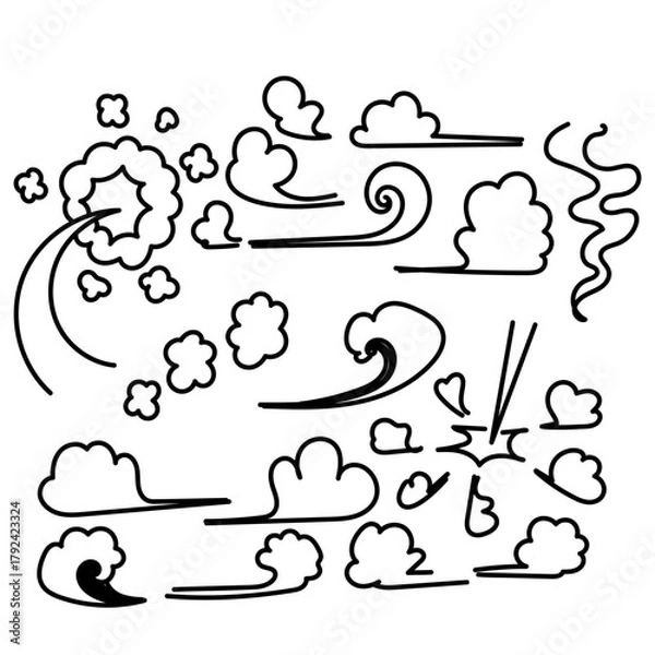 Fototapeta hand drawn doodle motion dust smoke element illustration