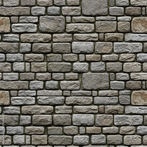 Fototapeta Architectural background showing a detailed seamless pattern of a natural fieldstone wall with rugged masonry and texture