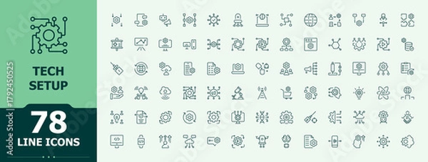 Fototapeta Technical related line icon set. Line icons with editable stroke. Contains such icons as guide, assistant, solution. Pictogram and infographic. Assist icon collection.