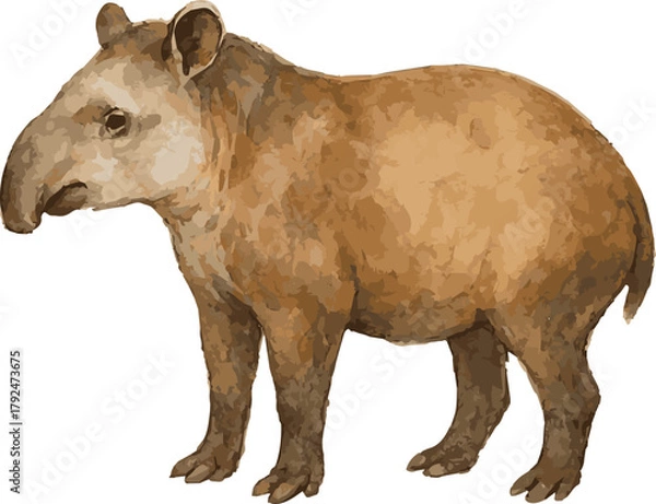 Obraz Vector watercolor illustration of a tapir