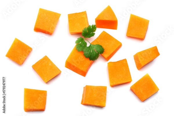 Fototapeta piece of pumpkin isolated on white background top view